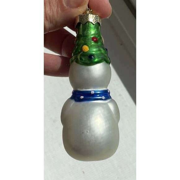 Vintage Set Of 6 Lubeck Glass Blown Snowman Ornaments Ames Hat - Picture 13 of 15